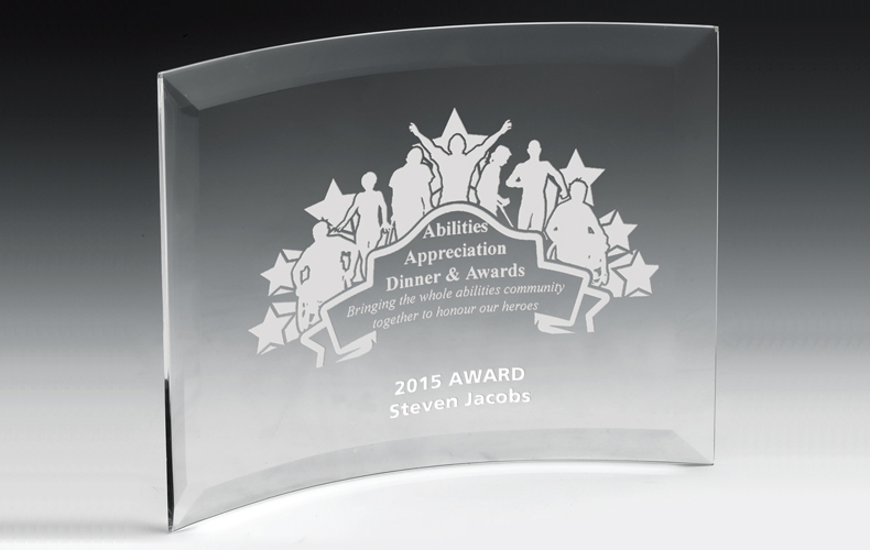 2243S (Screen Print), 2243L (Laser) - Curved Standing Award - 10" x 7"